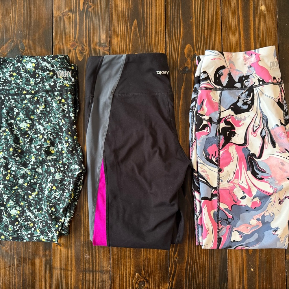 DKNY SPORT LOT of 3 patterned leggings 7/8 ankle length size XL X-Large